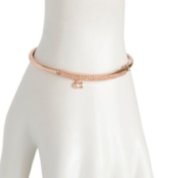 COACH Signature Pave Bar Hinged Bangle Bracelet Rose Gold NWT - Picture 3 of 5